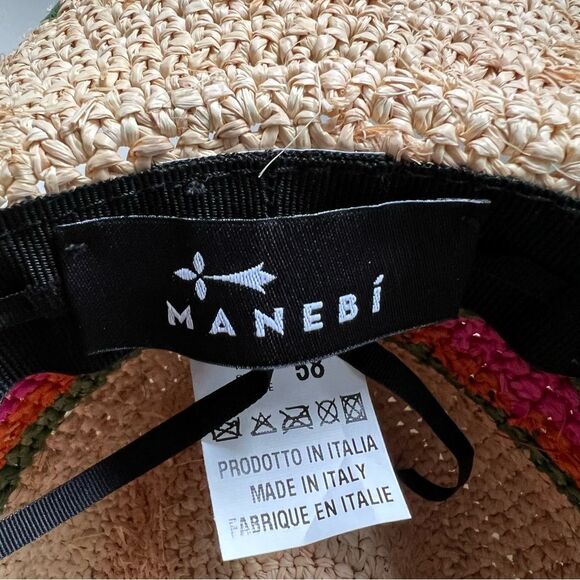 Manebi Hat Raffia Striped Beach Resort Vacation - Picture 5 of 8